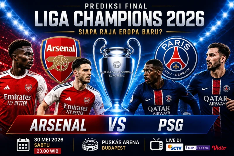 Prediksi Final Liga Champions 2026 Arsenal vs PSG, Siapa Raja Eropa Baru.webp